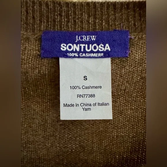 J. Crew Sontuosa Cashmere Cardigan Sweater / Cocoa / Size Small - Picture 3 of 4